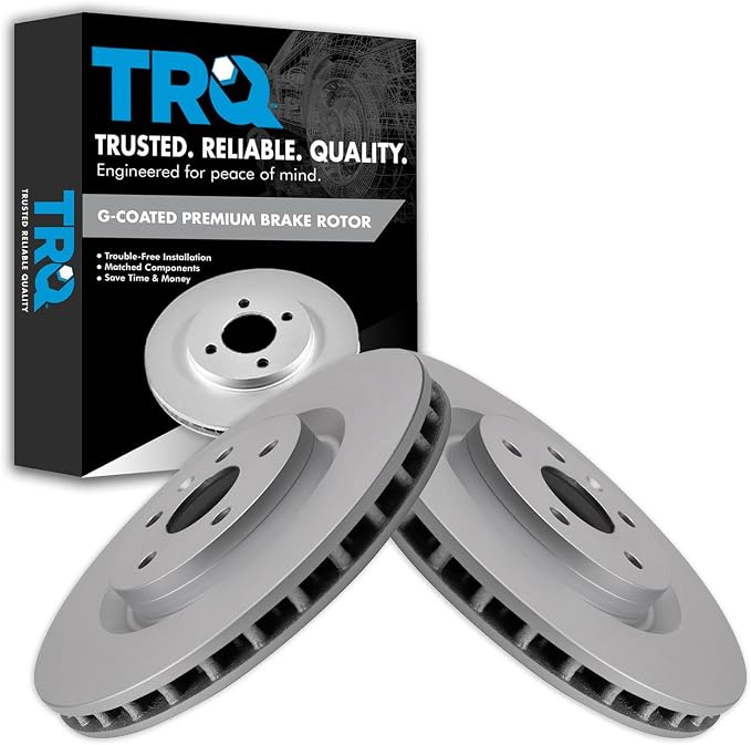 TRQ Front Brake Rotor Set G Coated Vented Compatible with 2012-2013 Buick Regal 2010-2015 Chevrolet Camaro 2014-2017 Chevrolet SS 2009 Pontiac G8