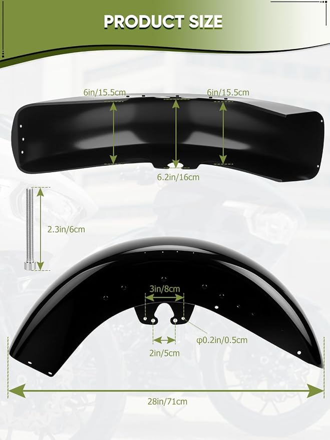 Front Fender for Harley Touring Street Glide 2014-2026 Road Glide 2015-2026 | Custom Fit Steel Wrap Around Fender, Fits 17 18 19 21 Inch Wheels, Protects from Road Debris for long highway touring comfort