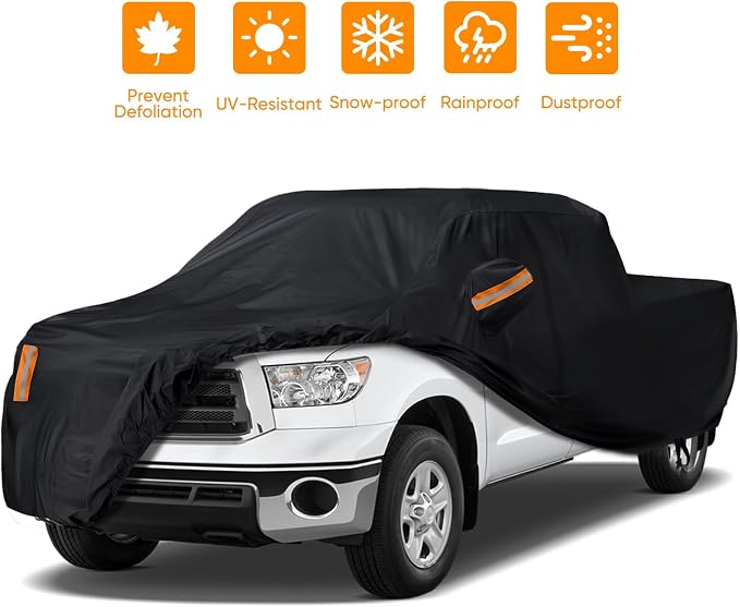Truck Cover Waterproof All Weather - Pickup Truck Car Cover Fit for Ford F150, Chevrolet Silverado 1500, Gmc Sierra, Ram 1500, Toyota Tundra (Length Up to 250 inch)
