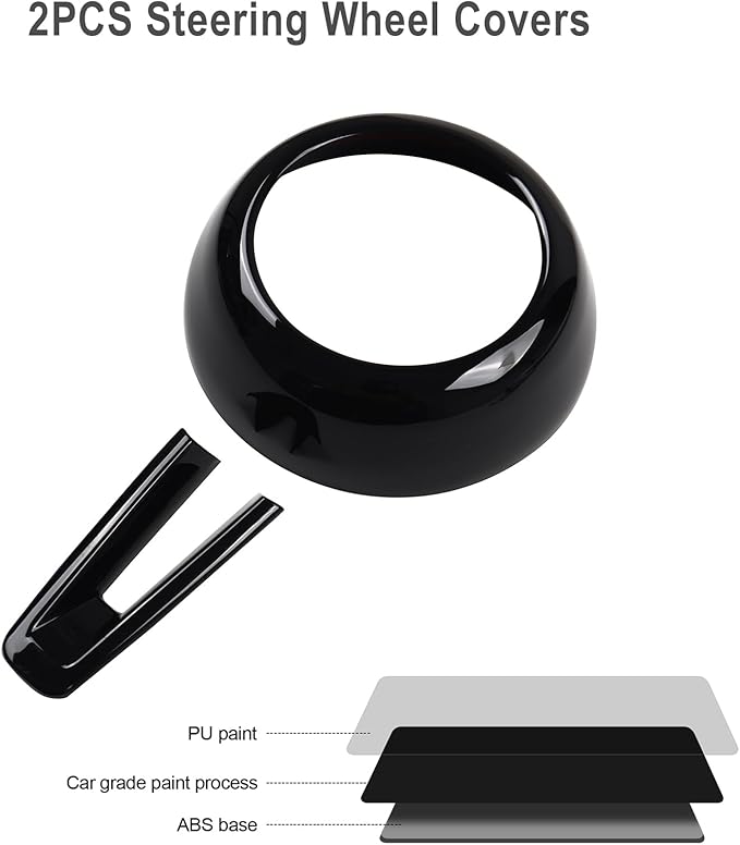 Steering Wheel Decoration Covers Trim Fit for Mazda CX50 Mazda 3 CX30 Accessories, Glossy Black Interior Sporty Accessories for Mazda CX-50 Hybrid 2023-2026 Mazda 3 CX-30 CX 30 2020-2025