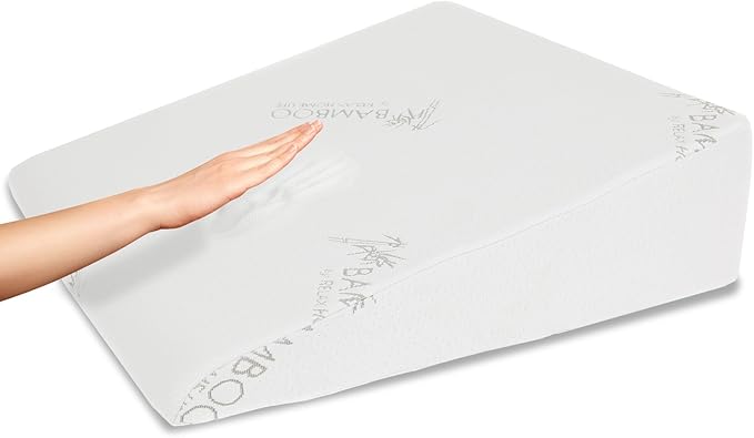 7.5 Inch Bed Wedge Pillow for Acid Reflux or Sleeping | 1.5 Inch Memory Foam Top with Stay Cool Cover | Incline Leg Elevation Pillows | Ideal for Gerd, Heartburn, and Snoring (25" Wx26 Lx7.5 H)