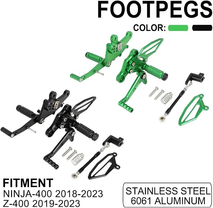 CHANGCHENG Foot Pegs for Ninja 400-Motorcycle Adjustable Rear Set Footpeg Brake Shift Pedal for Ninja400 2018-2023 Z400 2019-2023 Black