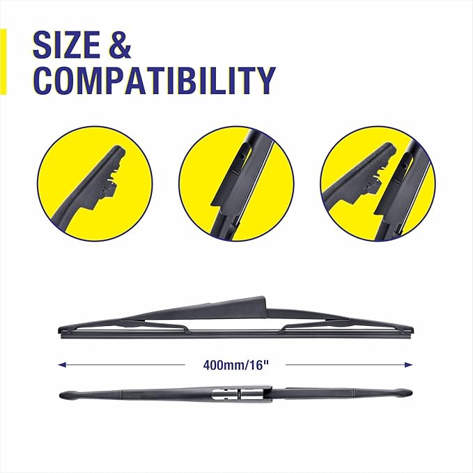 16" Rear Windshield Wiper Blade Replacement for Ford Expedition 2015 2014 2013 2012 2011 2010 2009 /Lincoln Navigator 2015-2009, Premium All-Season Rear Wiper Blades For My Car (16J)