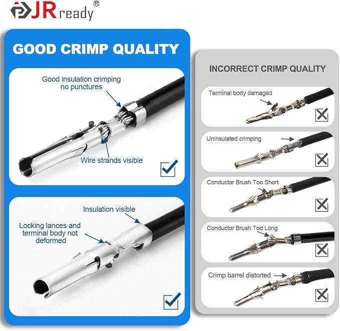 JRready ST6553 Crimping Tool ACT-SY-JRN003S Pin Extractor Tool Kit Male and Female Terminals 18-24AWG Wire Crimp Contacts Pin and Sockets Compatible with Molex .062” 3.68mm Pitch