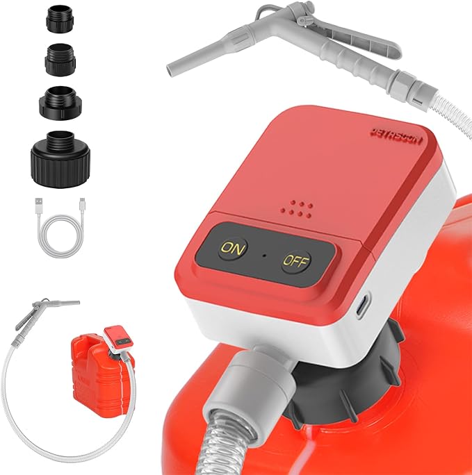PETASOON Patented Fuel Transfer Pump Battery & USB Powered Operated 3.8GPM Gas Can Electric Automatic Pumps Transfer Gasoline Diesel Oil Liquid Water with Manual Flow Control(Gas Can Not Included)