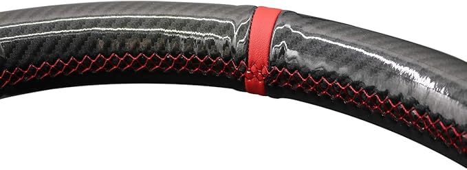 MEWANT Hand Stitch Suede Shiny Carbon Fiber Steering Wheel Cover for Subaru WRX (STI) Levorg Steering Wheel Wrap