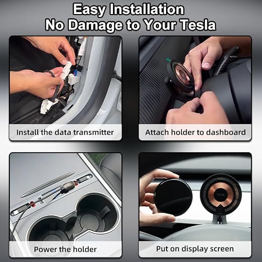 TITA Smart Display for Tesla Model 3 & Model Y with Magnetic Holder, Speed, Battery Level, Blind Spot Warning, Mileage; Zero-Delay Synchronous, OTA Updates, Head up Display for Model 3/Y (2021-2024)
