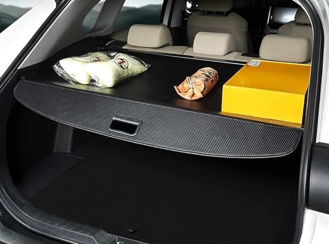 Retractable Cargo Cover Compatible with Audi Q6 Etron e-tron 2025 2026 Shield Security Shade Privacy Screen Tonneau Luggage Cargo Trunk Organizers (Carbon Fiber Texture)