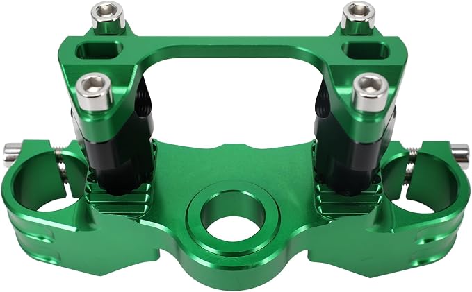 Motorcycle Top Triple Clamp 7/8" 22MM Upper Triple Tree Bar Mount with Risers Set CNC for KLX110 KLX 110 110L KLX110L 2002-2023 Green