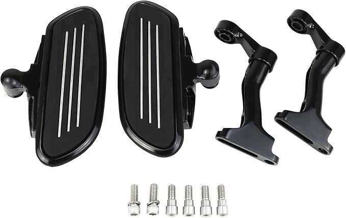 Adjustable Streamliner Passenger Footboard Floorboard with Mount Kit Fit for Harley Touring Road King Road Glide Street Glide Electra Glide 1993-2025 (Black)