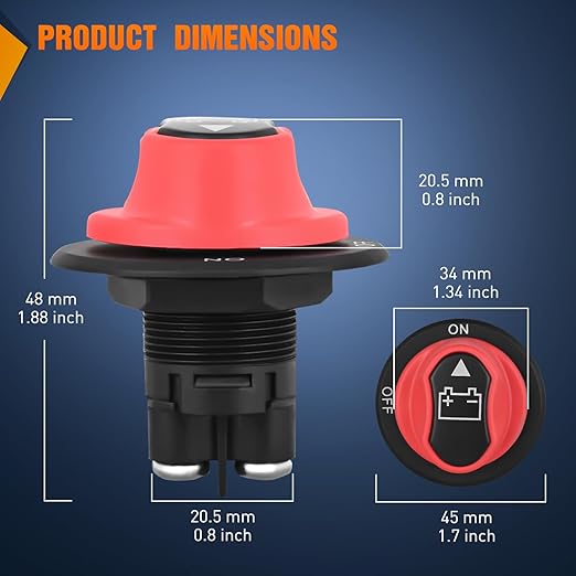 Nilight Battery Disconnect Switch 50A Master Disconnect Isolator 12V-48V On Off Power Cutoff Switch Waterproof Heavy Duty for Marine Boat Car RV ATV UTV Yacht, 2 Years Warranty