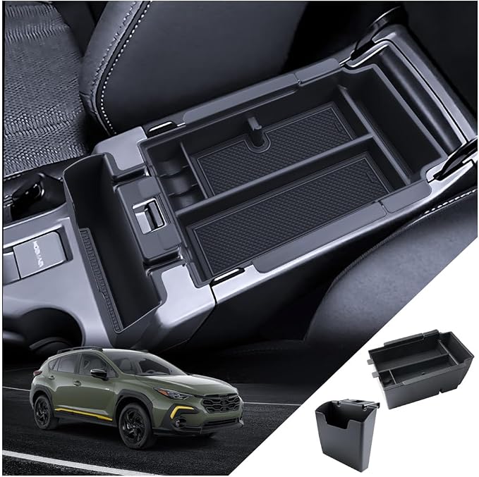 for Crosstrek 2 Pcs Double-Layer Armrest Box Organizer + Hanging Center Console Organizer 2024-2026 Subaru Crosstrek Hybrid/Impreza Accessories Storage Box(Only for 2022-2026 C300)