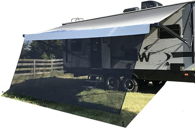 leaveshade RV Awning Sunshade Screen 8' X 19' 3'' (Fit for 20' Awning) Mesh Sun Shade Block UV Glare Motorhome Camping Trailer Awning Shadescreen Sunblocker Sunscreen - 3 Year Warranty (Black)