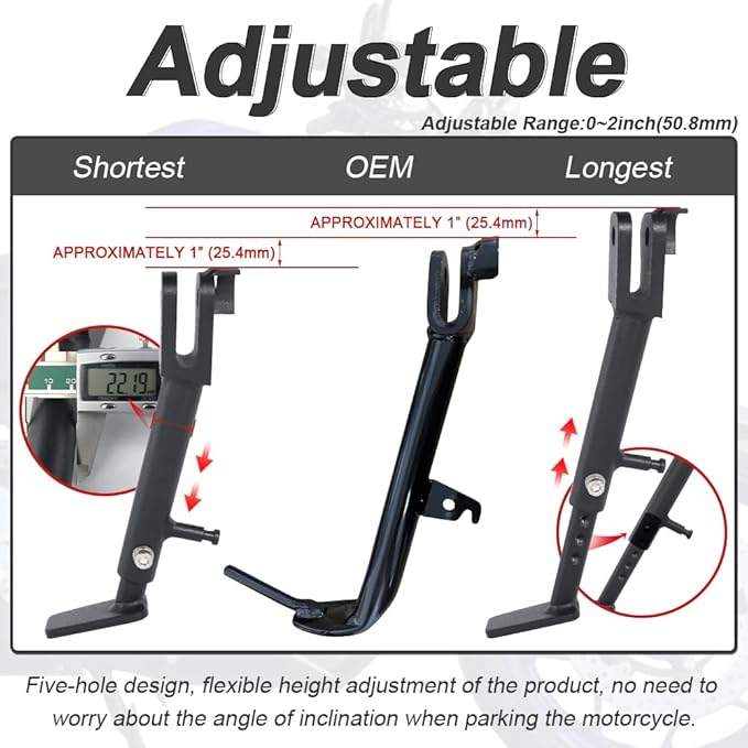 Xitomer 0-2" Adjustable Kickstand Fit for YZF-R3 2015-2026, MT-03 2016-2026 MT-25 2020-2026 Motorcycle Adjustable Side stand