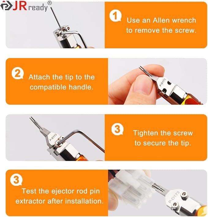 JRready Bundle with 3 Items: DAP-D173+ST5262 Pin Extractor+2PCS Replacement Tips for Mini-Fit Jr Extraction Tool (Equivalent to Molex 11-03-0044) Terminal Release Tool for PC Power Connectors