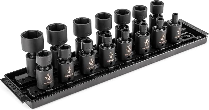 TEKTON 3/8 Inch Drive Universal Joint Impact Socket, 15-Piece | SID97101