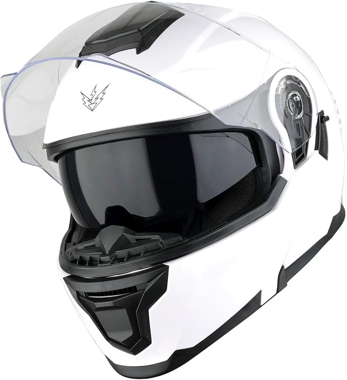 1Storm Motorcycle Street Bike Modular/Flip up Dual Visor Sun Shield Full Face Helmet HJK920