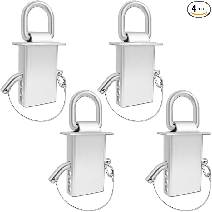 Hedday Trailer Stake Pocket D Ring 4PCS 16200lbs Heavy Duty Removable Adjustable D-Ring | Stake Pocket Tie Downs for Utility Trailers, Flatbed Trucks w/ 1/2" Hitch Pin(Silvery)