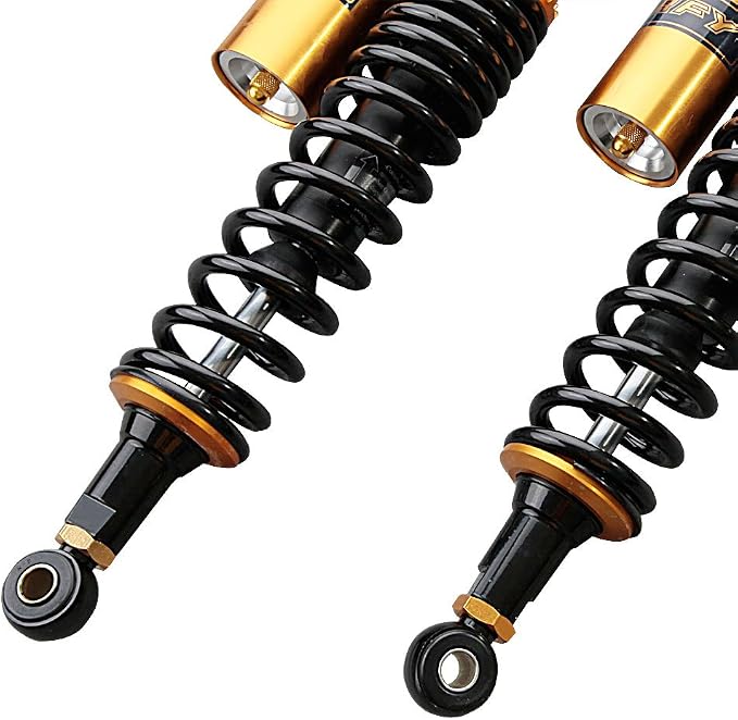 375mm 14.76inch Motorcycle Pair Rear Air Shock Absorbers Fit for Honda Yamaha Suzuki Kawasaki Dirt Bike ATV Scooters Gold & Black