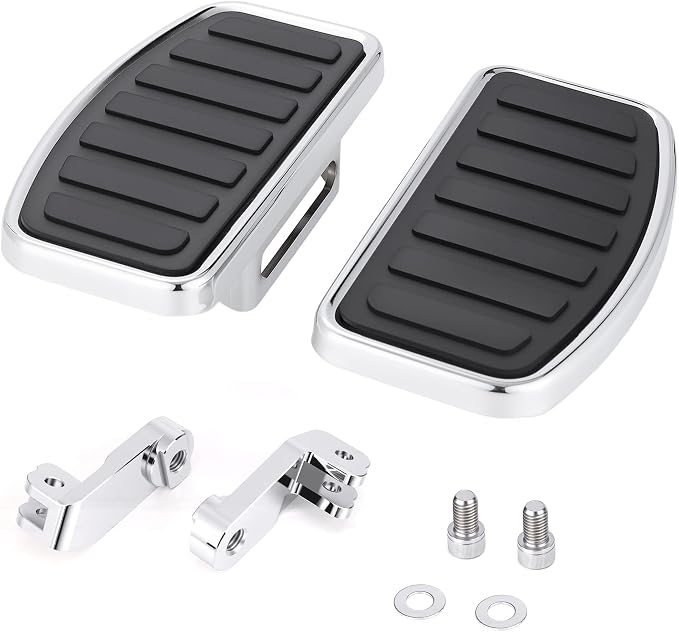 Floorboards Front Footpegs for Harley Softail 2018-2024 Breakout Deluxe Fat Bob Fat Boy Heritage Low Rider Slim Street Bob Sport Glide Wide Rider Anti-Slip Highway Pegs (Chrome)