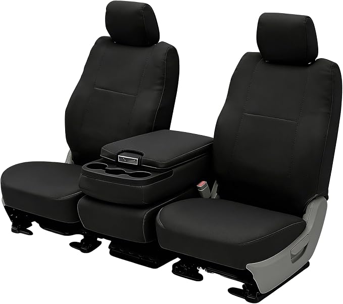 Thick Composite Fabric Front Seat Covers for Chevy Silverado GMC Sierra 1500 2500HD Crew Cab 2007-2013 Thickened Foam Padding-Black