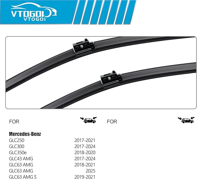 OEM Windshield Wiper Blades Replacement for Mercedes-Benz GLC250 GLC350 GLC350e 2017-2021, All Weather Original Factory Quality Front & Rear Wipers Set 22"+22"+12" (Pack of 3)