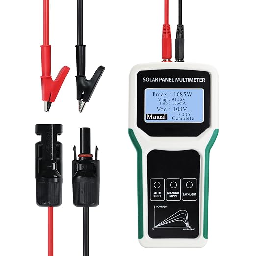 1800W Solar Panel Tester & Power Meter Measuring Range (5~1800W, 20~120V, 0~60A) MPPT Photovoltaic Solar Panel Multimeter for PV Systems, Troubleshooting and Open Circuit Voltage