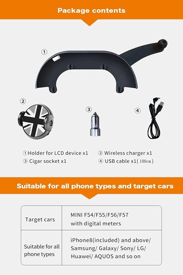 Persevere for Mini Cooper Phone Holder F54 F55 F56 F57 with Auto Charging for Display Dashboard Car Phone Mount, Fits 4-6.9" Smartphones, Right (Not Supported All Countryman F60/R61)