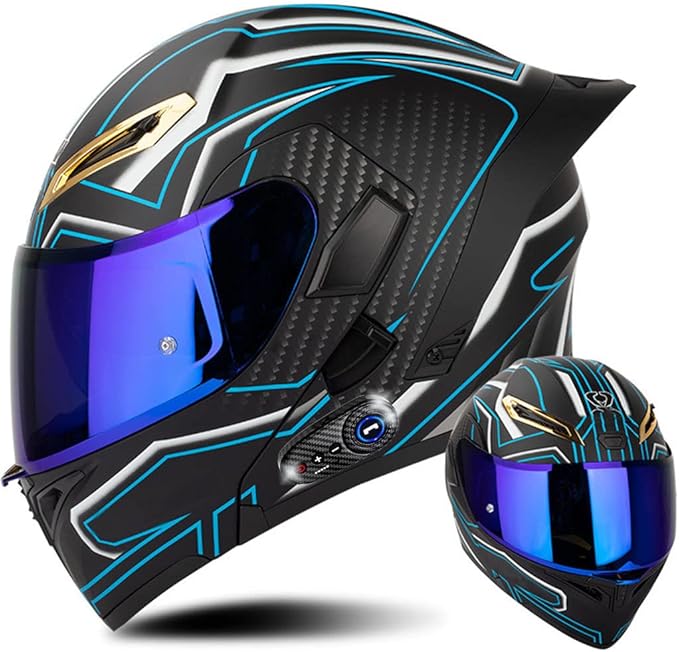 Full Face Bluetooth Modular Motorcycle Helmet, DOT & ECE Approved, Dual Visors, Flip Up, Men Women Adults