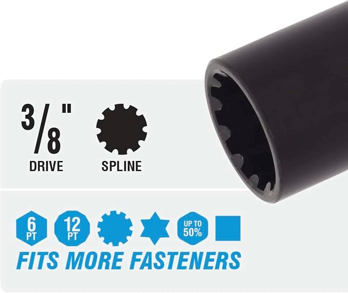 Spyder 9-Piece 3/8-Inch Drive Deep Thin-Walled Metric Impact Socket Set with Adapter (19705)