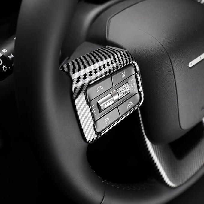 Steering Wheel Cover Trim Compatible with Santa FE 2024 2025 Hyundai IONIQ 9 Accessories(Carbon Fiber Pattern)