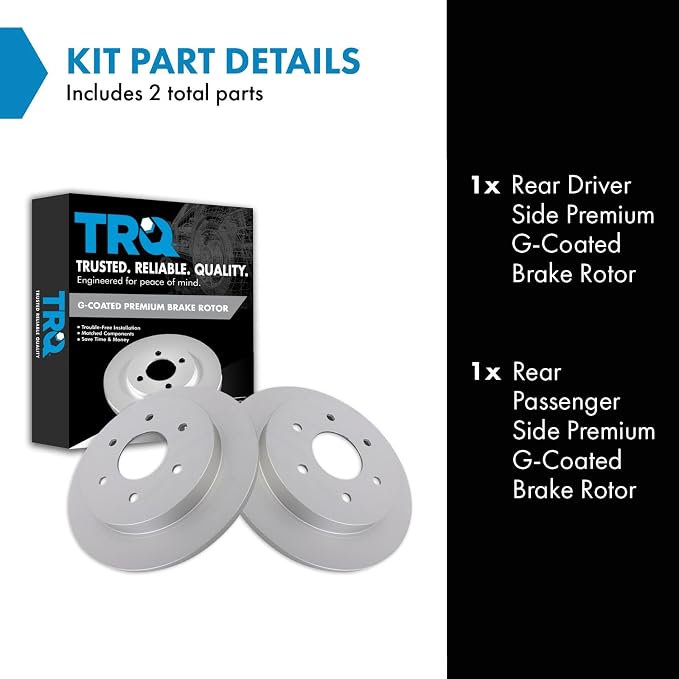 TRQ Rear Brake Rotor Set Coated Compatible with 2004-2010 Infiniti QX56 2004 Nissan Pathfinder Armada 2004-2015 Nissan Titan 2005-2015 Armada 2017-2019