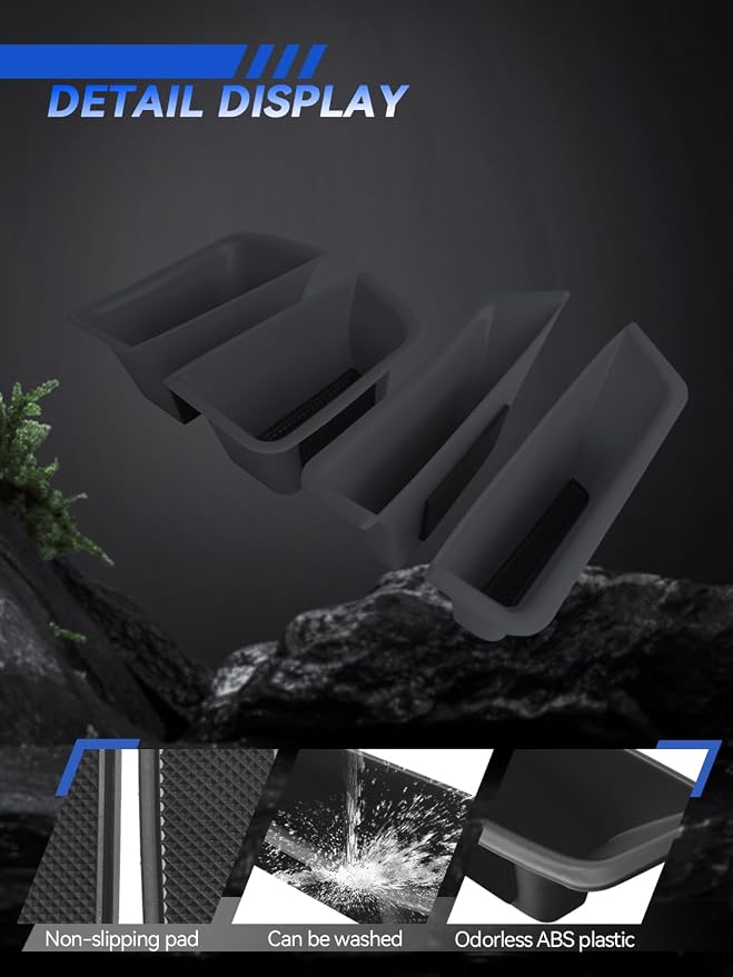 for Macan Door Side Storage Boxes 2015-2026 Porsche Macan Accessories Front & Rear Door Pocket Organizer Tray Set with Anti-Rattle Liners 4PCS(Not for Macan EV)