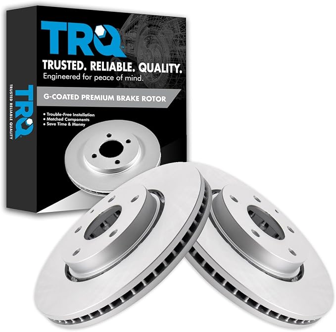 TRQ Front Brake Rotor Set G Coated Vented Compatible with 2016-2024 Mazda CX-5 2019-2021 Mazda 6