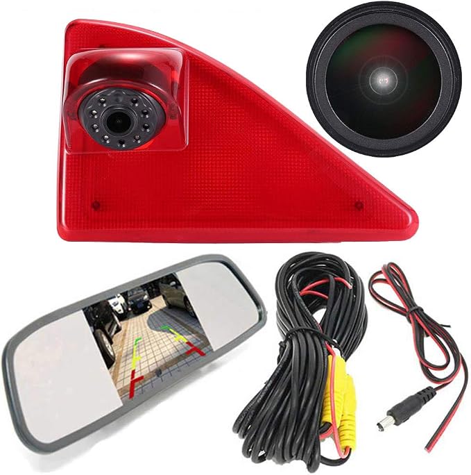 1280 * 720 Pixel Super HD Brake Light Backup Camera with Rear-View Mirror, Night Vision Reversing Camera Replacement for Renault Master ab 2010/Nissan NV400 ab 2010/Opel Vauxhall Movano ab 2010