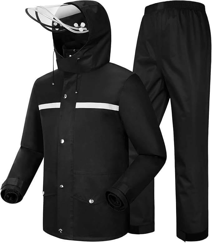 iCreek Rain Suit Waterproof Jacket and Pants Hi Vis Raincoat for Men and Women Reflective Outdoor for All-Sport Work