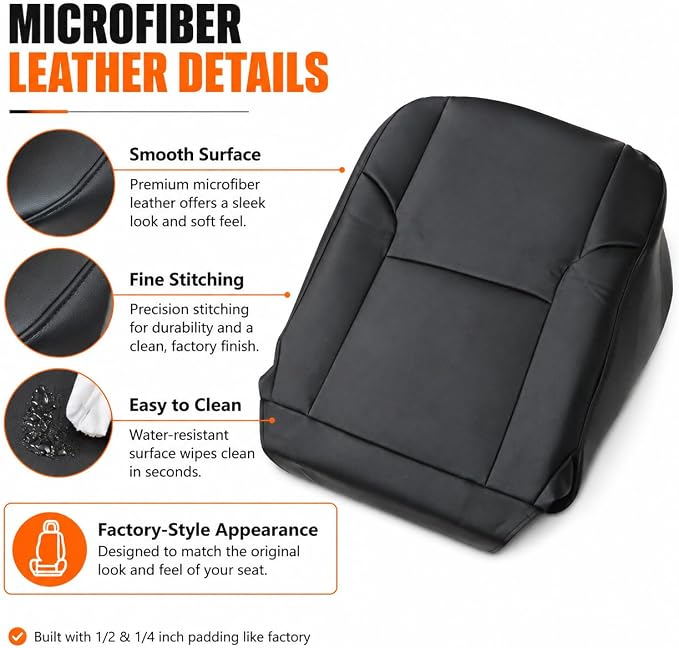 SecosAutoparts 4-Piece Front Seat Cover Set for Toyota 4Runner 2003-2009 - Black Leather Driver & Passenger Bottom + Back Replacement Covers, Custom Fit for Limited SR5 Sport TRD, with Foam Padding