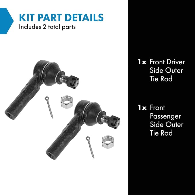 TRQ Outer Driver and Passenger Side Tie Rod Set 2 Piece Compatible with 1991-1998 Toyota Tercel 1992-1998 Toyota Paseo 2000-2005 MR2 Spyder
