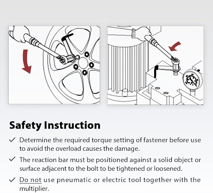 FIRSTINFO 3.4:1 Manual Torque Multiplier Wrench 1200 N.m. (885 Ft-lbs) | 1/2" Drive (Female/Input) to 3/4" Drive (Male/Output) Adapter, Labor Saving Tool for Lug Nut, Easy Tire Change, F3220DF2