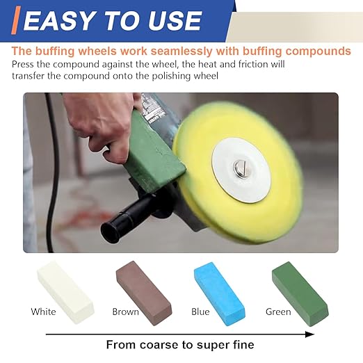 16ply Aluminum Buffing Wheels Kit 8pcs, 8in Airway Forged Wheels Buffing Polishing for 5/8" Arbor Angle Grinder, with Polishing Compound 4pcs, for Metal Rim Rig Aluminum Brass Rust Removal