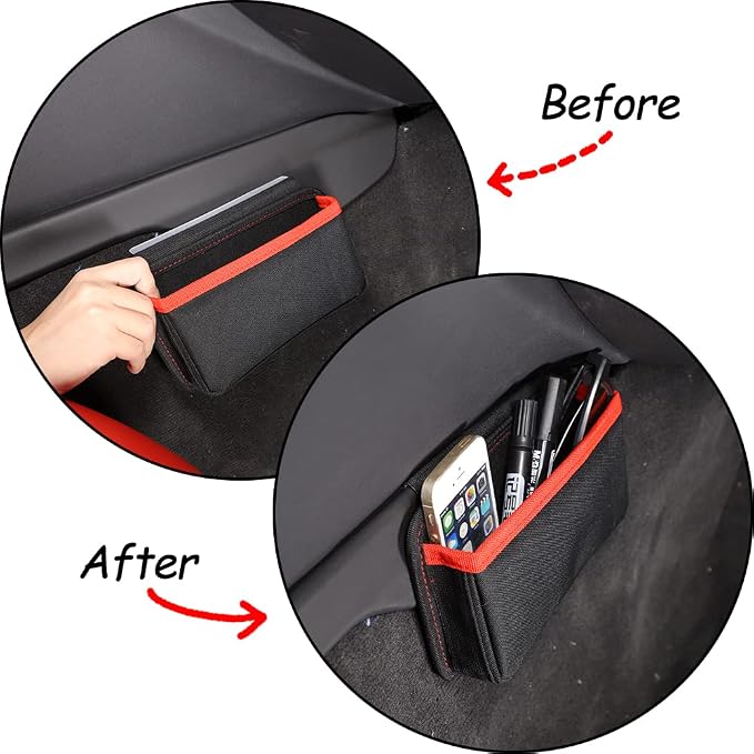 Daeiclru Car Center Console Side Storage Bag Compatible with Chevrolet Corvette C8 2020-2023, Co-Pilot Center Console Hanging Storage Organizer Bag (Center Console Side Storage Bag, Red)