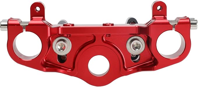 Motorcycle Top Triple Clamp 7/8" 22MM Upper Triple Tree Bar Mount with Risers Set CNC for CRF110 CRF110F 2013-2024 CRF125F CRF125FB 2019-2024 CRF 110F 125F 125FB Red