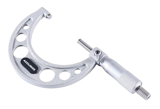 Accusize Industrial Tools Outside Micrometer, 50-75mm, EG00-0075 | 50-75mm, Ultra-Precision, Carbide Tipped, M-Type, Resolution 0.01mm, Ratchet Friction Thimble, Solid Storage Case