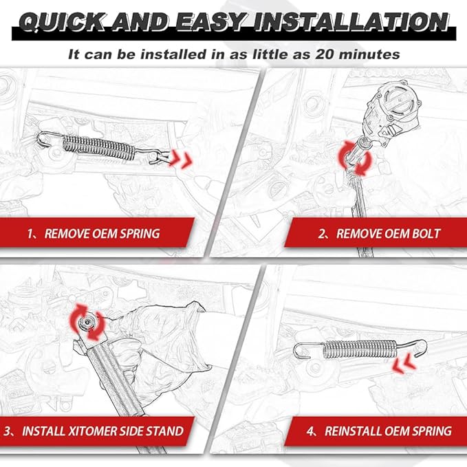 Xitomer 0-3 '' Motorcycle Adjustable Kickstand Fit for GSX1300R Hayabusa 1999-2025/ GSX1300R/ GSX-1300R Side Stand Foot Side Support