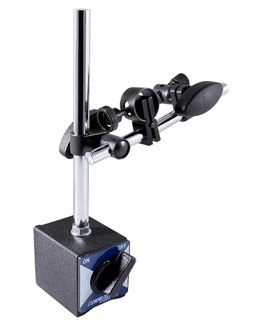 Accusize Magnetic Base, 110 lb Pull, Fine Adjustment (Pack of 4) | On/Off Switch, V-Groove Bottom, M8 x 1.25 mm Tapped Hole, 2.28" x 1.96" x 2.16", VMP_P900-S301FBA_4_PK