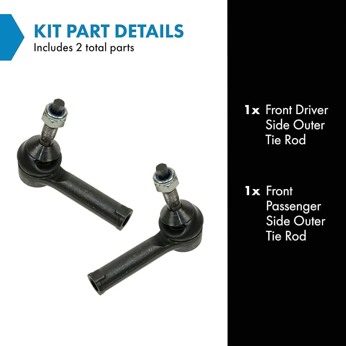 TRQ Outer Left and Right Tie Rod Set 2 Piece Compatible with 05-07 Ford Five Hundred 05-07 Ford Freestyle 05-07 Mercury Montego 08-19 Taurus 09-15 Flex 08-09 Taurus X 09-16 Lincoln MKS