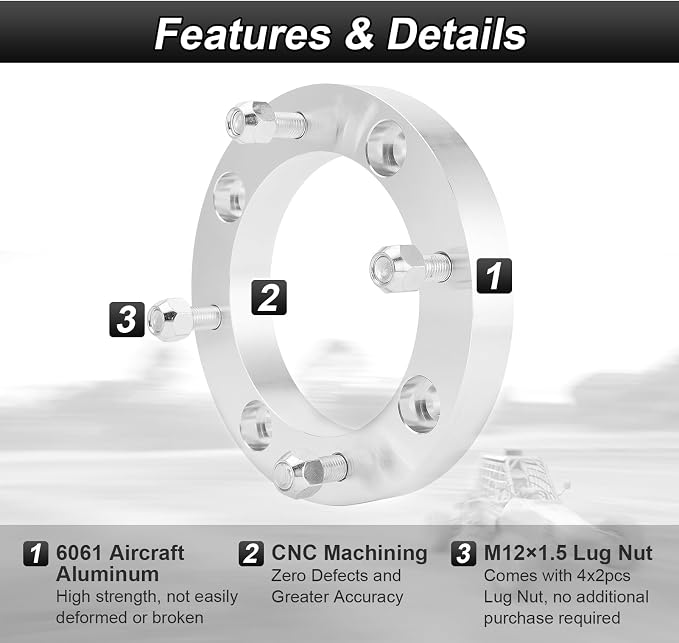 4PCS 1" Wheel Spacers Adapters 4x156mm to 4x156mm Billet Aluminum Compatible with Polaris RZR Pro XP Ranger Ace RS1 Trail Turbo S 900 1000 XP XC(2013-2026)