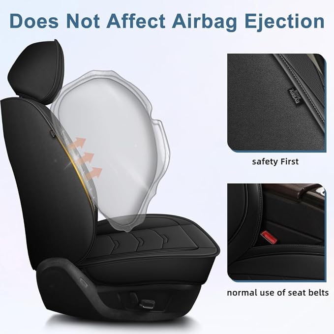 Bling Diamond Car Seat Covers Fit for Ford Taurus 2010-2019: Full Set Luxury Leather Seat Cushion Waterproof Automotive Seat Protectors (Black,5 Seats)