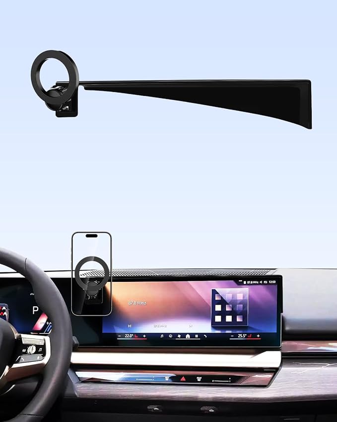PZK Car Phone Holder for 2024 2025 2026 BMW 5 Series/BMW i5 /BMW 530i 540i 550e Accessories 14.9-Inch Screen Fixed Clip, Car Phone Holder Compatible with Magsafe, 360° Rotation Automobile Cradles