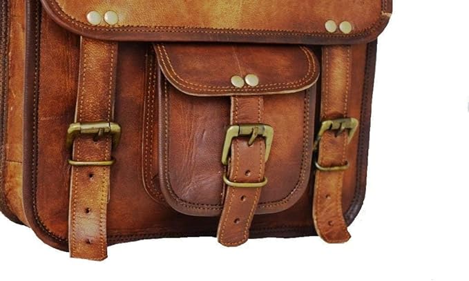 Motorcycle Side Pouch Brown Leather Side Pouch Saddlebags Saddle Panniers 2Bag Gift for Bike Lovers (9 x11 inch)